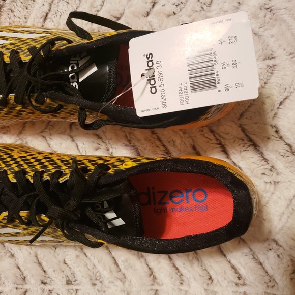 Adidas - adizero 5-star 3.0 DS Size 10 Football Cleats - Gold
